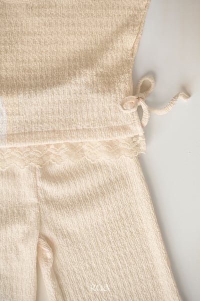 ROA04｜(6m-18m) 2色抓皺蕾絲滾邊套裝5