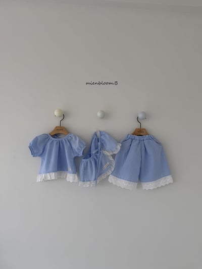 Bloom.b34｜(55cm-118cm) 格紋蕾絲花邊直筒長褲4