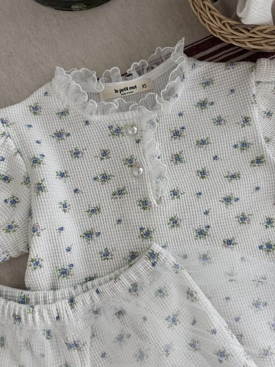 LePetitmot01｜(80-125cm) 2色花朵薄紗裙套裝10