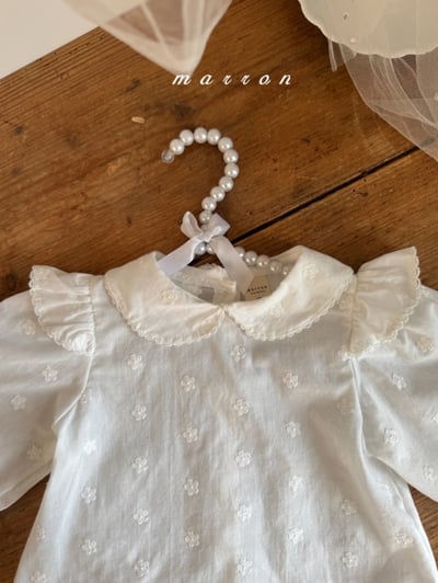 Marron12｜(1y-6y) 刺繡小花飛袖襯衫4