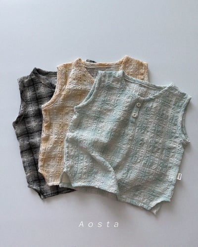 AOSTA01｜(6m-5y) 2色無袖格子襯衫1