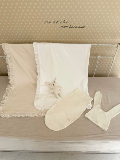 MONBEBE21｜(0m-3m) 小兔安撫包巾含帽子3