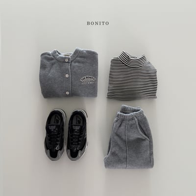 Bonito17｜(75cm-125cm) 磨毛開襟外套壓紋束口褲套裝3