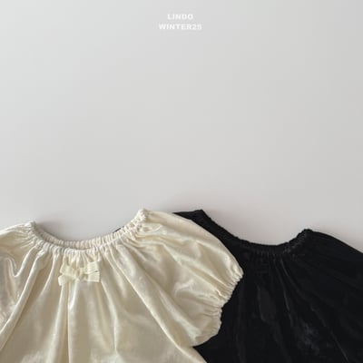Lindo43｜(80cm-125cm) 絲絨抓皺短袖上衣2