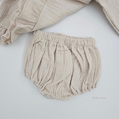 bebe nine12 (65-90) 2色荷葉棉麻包屁套裝12