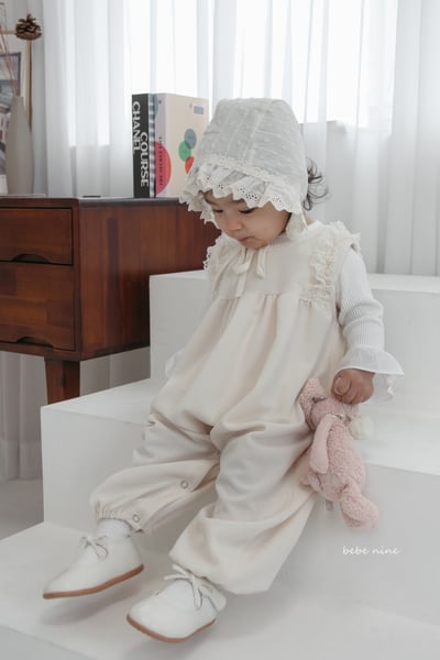 bebe nine26 (65-90) 2色蕾絲滾邊綁帶連身衣5