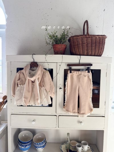 Marron 25｜(1y-6y) 兔子蕾絲刷毛連帽上衣5