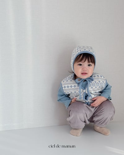 Cieldemaman10｜(6M~24M)  2色雪花針織背心含帽子4