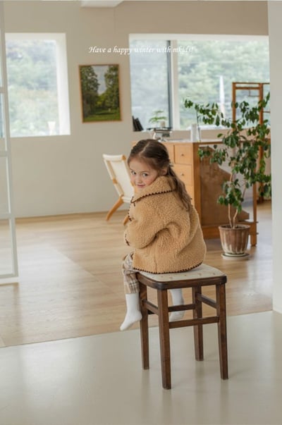 M-KIDS30｜(65-115cm) 2色滾邊縫線雙口袋刷毛外套7