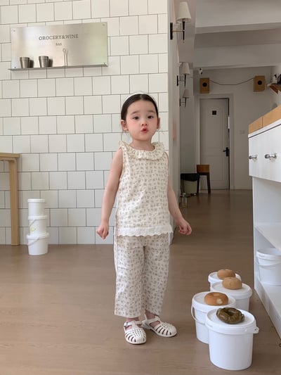 JE44｜(73-120cm) 碎花荷葉背心長褲套裝5