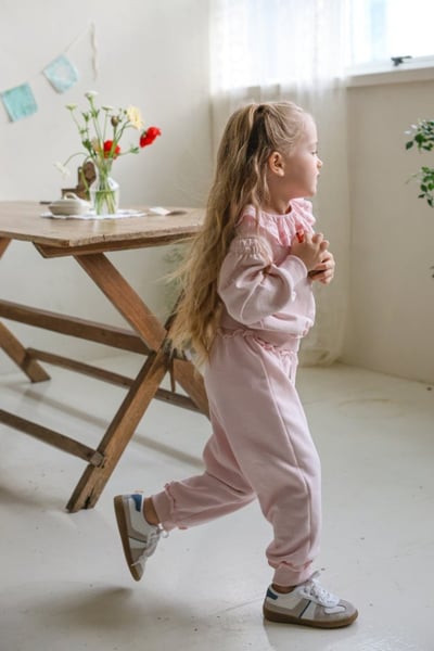 FLO30｜(75-140) 2色荷葉花瓣邊縮口長褲3