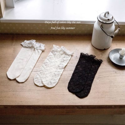 M-KIDS57｜(65-115cm) 無根蕾絲長襪1