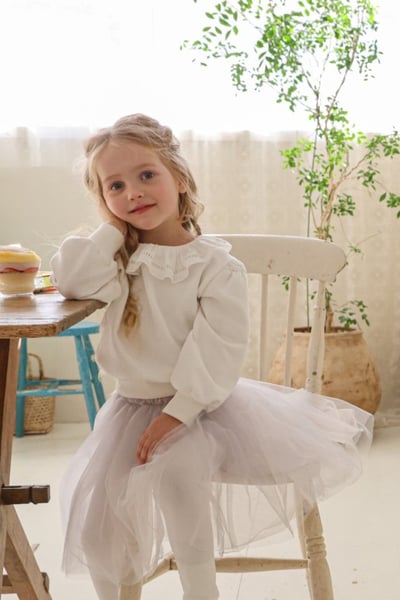 FLO29｜(75-140) 2色荷葉花瓣領縮口上衣14