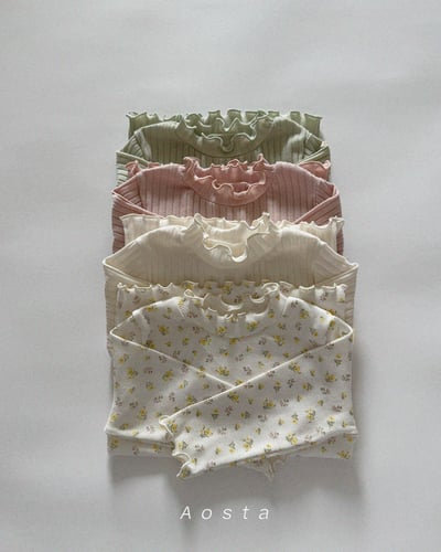 AOSTA04｜(6m-5y) 木耳邊碎花素面上衣3