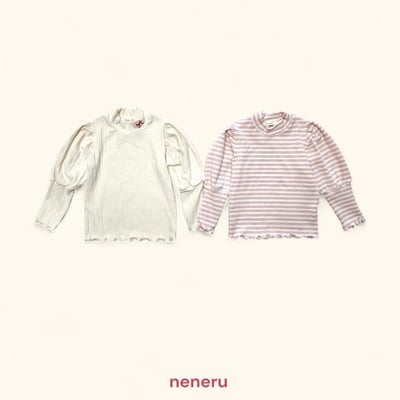 neneru22｜(70cm-125cm) 2色公主袖捲邊上衣2