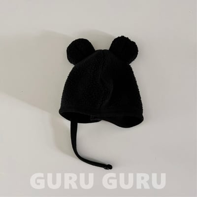 GURU GURU08｜(6m-24m) 3色小熊刷毛綁帶帽4