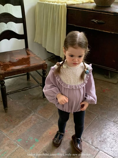 JE571｜(66-90cm) 暮丁香拼接荷葉邊包屁衣9