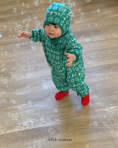 Cieldemaman07｜(3M~15M)  3色雪花麋鹿針織包屁衣含帽子16