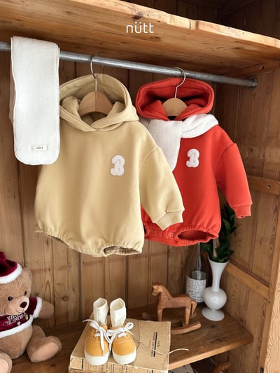 Nutt08｜(3m-16m) 簡約連帽包屁衣含圍巾9