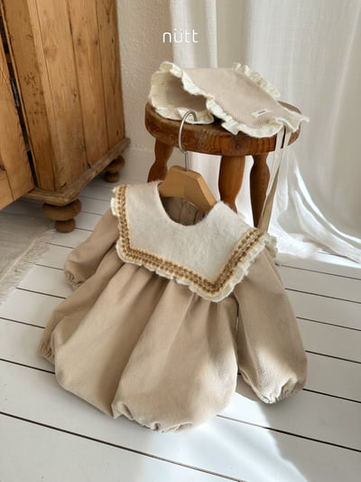 Nutt03｜(3m-16m) 翻領磨毛包屁衣含髮帶20