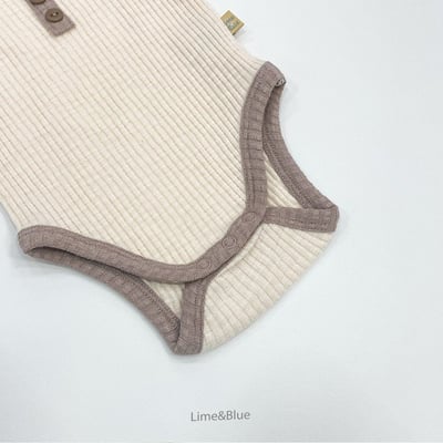 LIME&BLUE04｜(55-80cm)  素色鈕釦包屁衣24