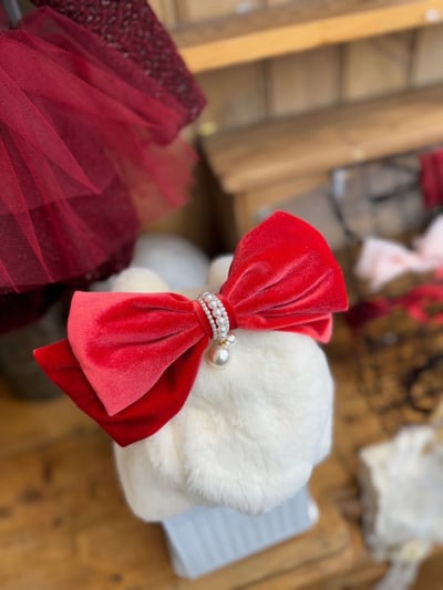 Marron 58｜(3m-18m) 絲絨珍珠髮帶5