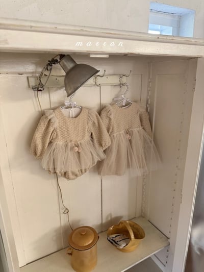 Marron 18｜(1y-6y) 花紋毛球薄紗洋裝13