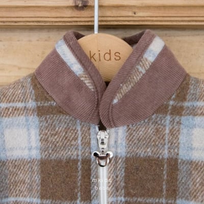 M-KIDS08｜(65-80cm) 1色刷毛格紋拉鍊連身衣12