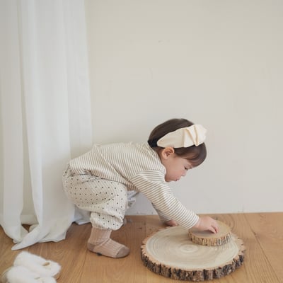 neneru06｜(60cm-85cm) 2色波點壓紋縮口褲3