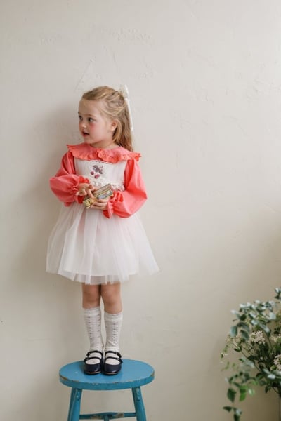 FLO16｜(75-140) 2色蕾絲滾邊薄紗洋裝18