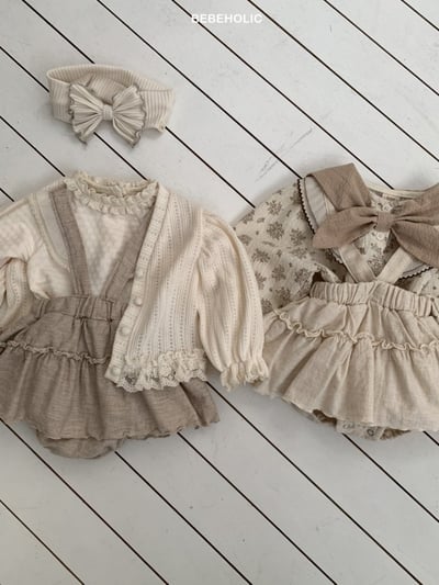 Bebe holic47｜(3m-18m) 層次吊帶滾邊包屁褲裙2