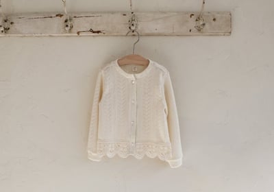 FLO54｜(75-140) 2色針織蕾絲滾邊開襟外套22