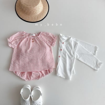 my_bebe16｜(58-72cm) 捲邊上衣燈籠褲套裝5
