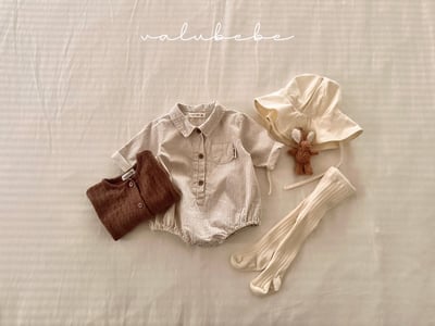 Valubebe54｜(65-80) 條紋襯衫包屁衣14