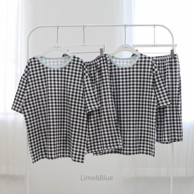 LIME&BLUE32｜(55-118cm MOM-DAD)  格紋親子套裝22