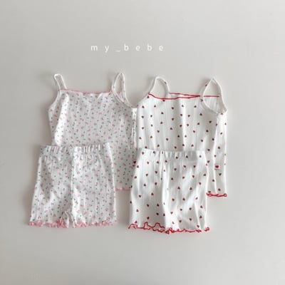 my_bebe24｜(80-120cm) 捲邊細肩家居服組1