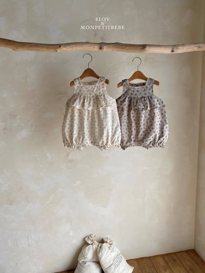 Mon petit03｜(66-90cm) 玫瑰碎花荷葉邊包屁衣9