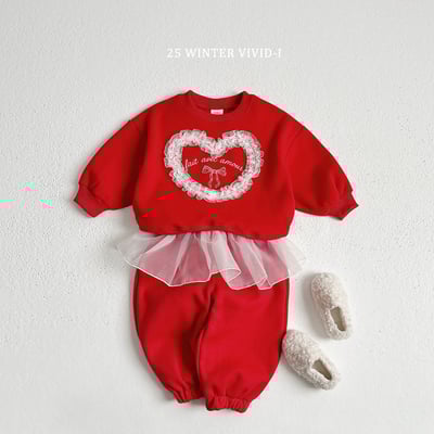 vivid69｜(78cm-125cm) 蕾絲愛心印花休閒上衣7