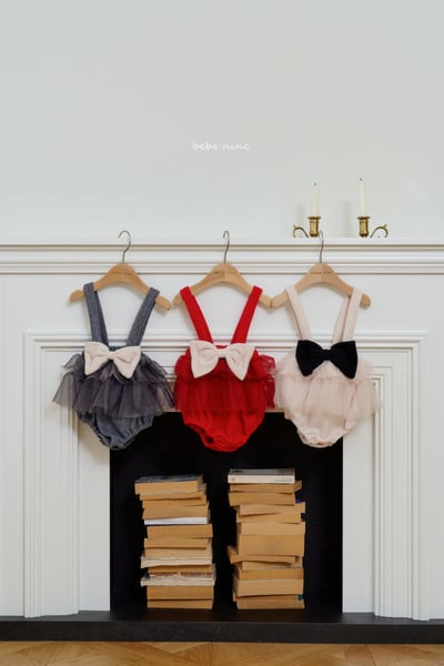 bebe nine53 (65cm-85cm) 3色蝴蝶結薄紗吊帶包屁裙2