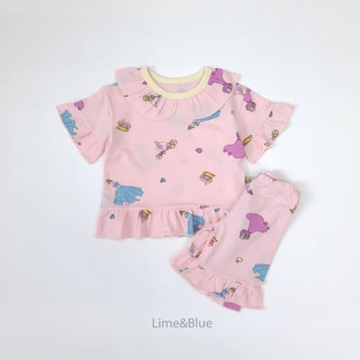 LIME&BLUE36｜(80-118cm MOM)  公主荷葉邊親子套裝13