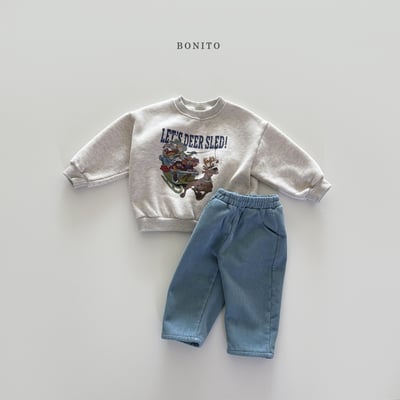 Bonito22｜(75cm-125cm) 聖誕雪橇印花休閒上衣11