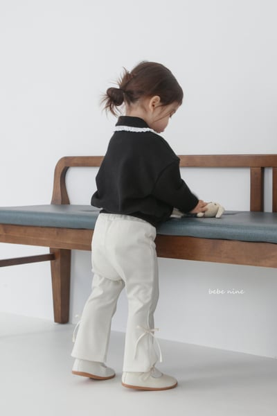 bebe nine32  (65-115) 2色蝴蝶緞帶小喇叭褲4