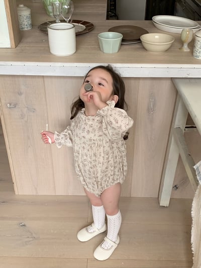 jenny bébé｜(66-90cm) 碎花褶皺立領包屁衣3