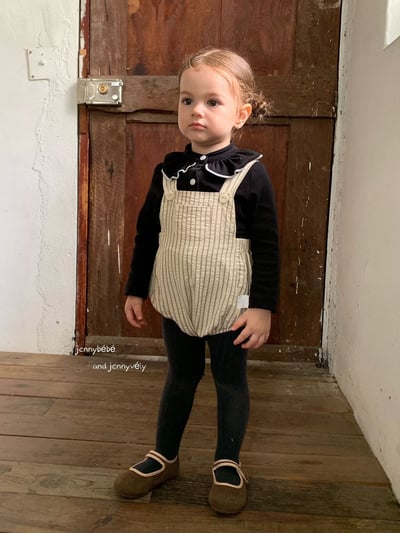 JE567｜(73-100cm) 滾邊翻領上衣/線條吊帶褲21