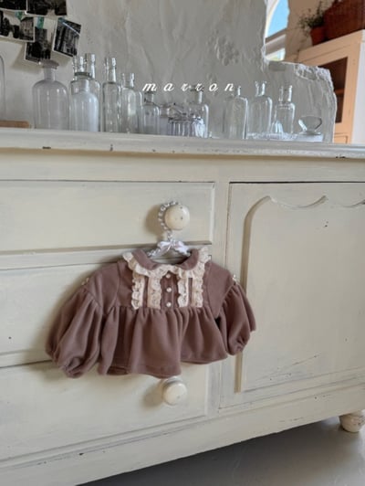 Marron 56｜(3m-18m) 宮廷袖蕾絲領花邊套裝13