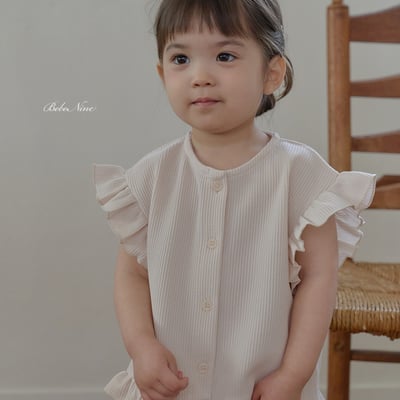 bebe nine45  (65cm-115cm) 2色荷葉鈕釦開衫套裝11