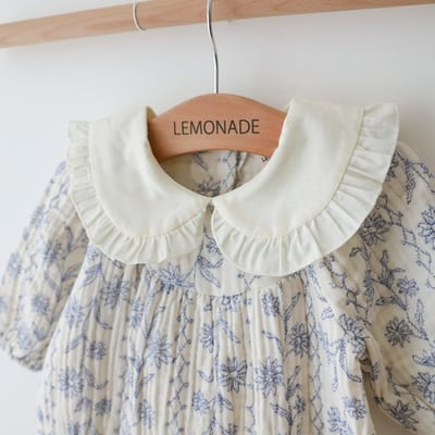 LEMONADE19｜(55cm-85cm) 2色翻領碎花包屁衣18