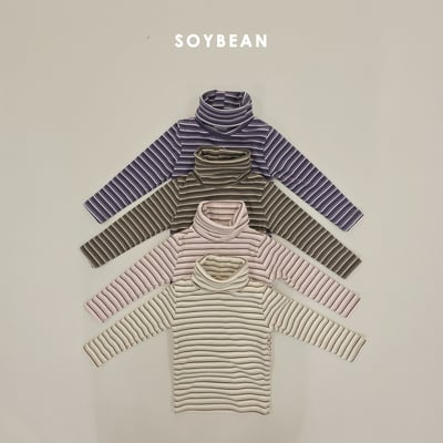 Soybean78｜(75cm-118cm) 高領條紋上衣4