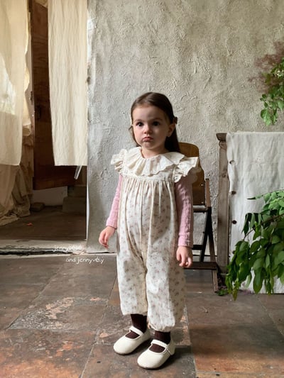 JE559｜(73-100cm) 蕾絲花邊領壓紋上衣/碎連身褲12