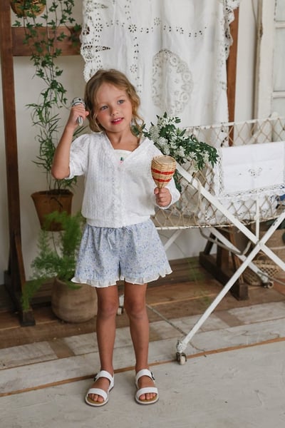 FLO32｜(75-140) 田園碎花荷葉滾邊短褲12